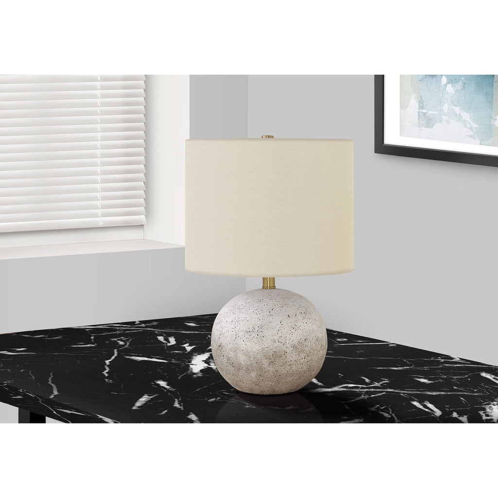 Monarch Specialties I 9717 - Lighting, 20"H, Table Lamp, Grey Concrete, Ivory / Cream Shade, Contemporary - - Mounts For Less