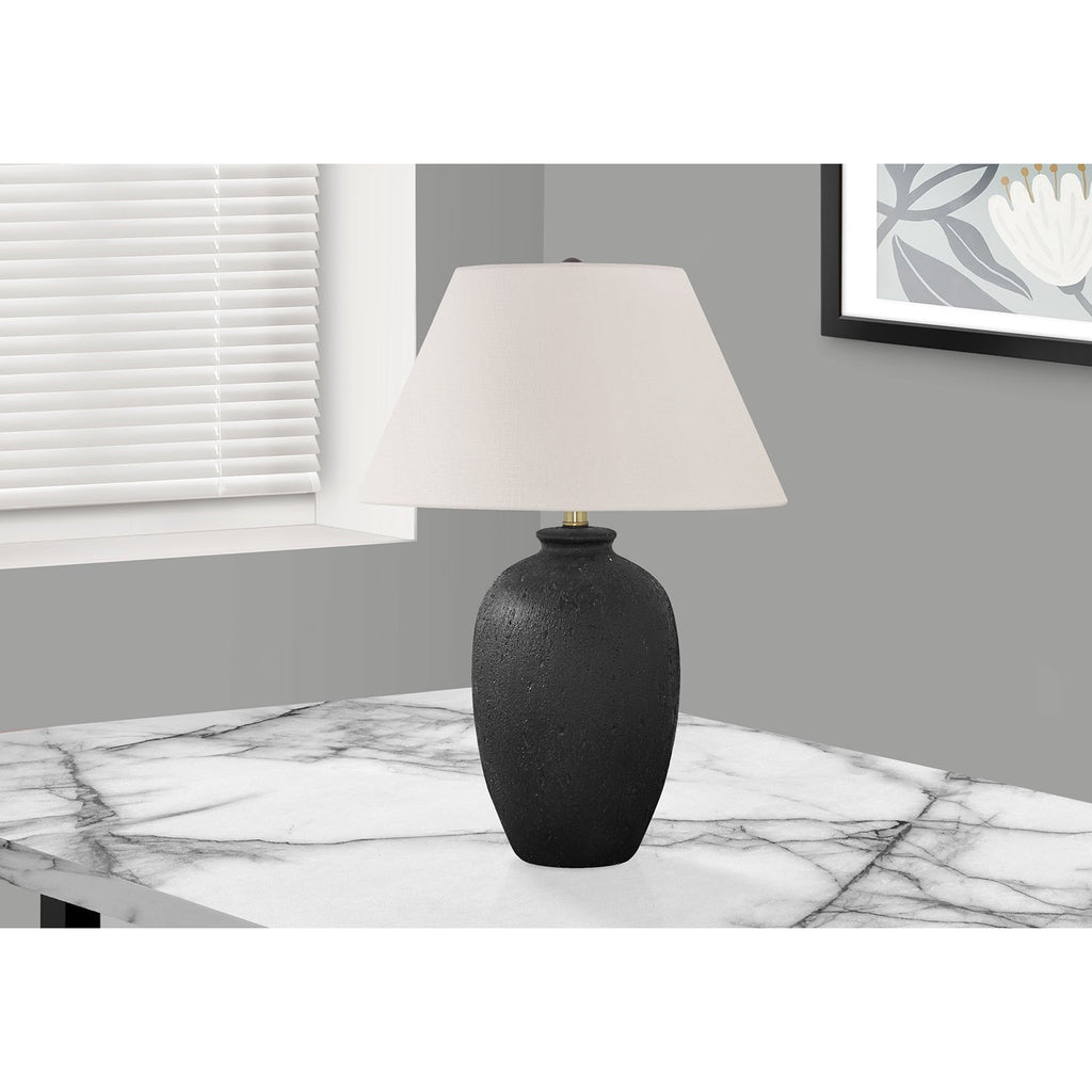 Monarch Specialties I 9721 - Lighting, 24"H, Table Lamp, Black Ceramic, Ivory / Cream Shade, Modern - - Mounts For Less