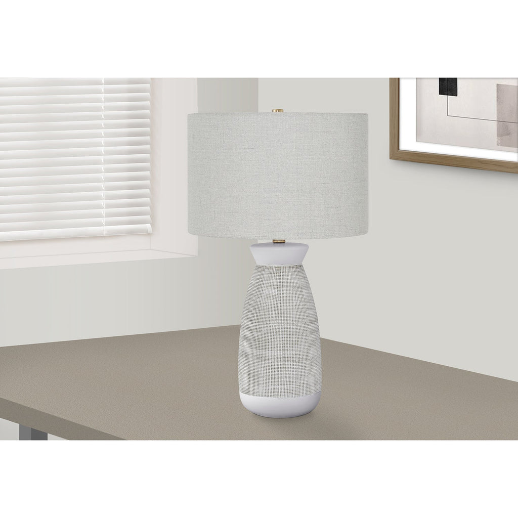 Monarch Specialties I 9725 - Lighting, 27"H, Table Lamp, Grey Ceramic, Grey Shade, Contemporary - - Mounts For Less