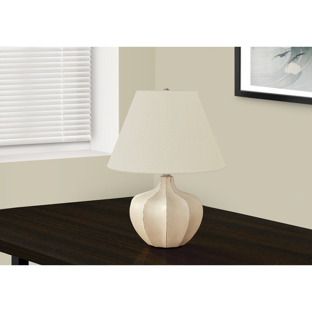 Monarch Specialties I 9733 - Lighting, 21"H, Table Lamp, Cream Resin, Ivory / Cream Shade, Transitional - - Mounts For Less