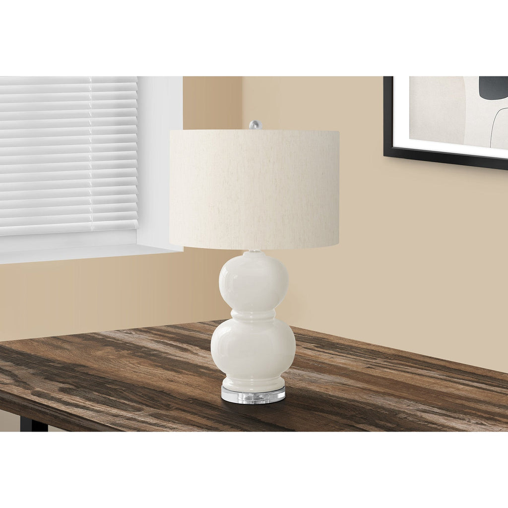 Monarch Specialties I 9744 - Lighting, 25"H, Cream Ceramic, Ivory / Cream Shade, Contemporary - - Mounts For Less
