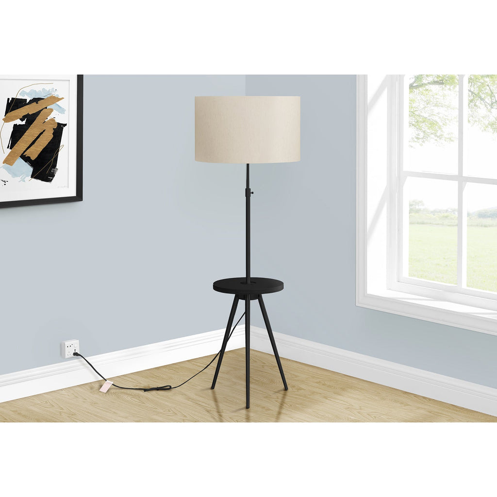 Monarch Specialties I 9745 - Lighting, Floor Lamp, 63"H, Black Metal, Ivory / Cream Shade, Contemporary - - Mounts For Less