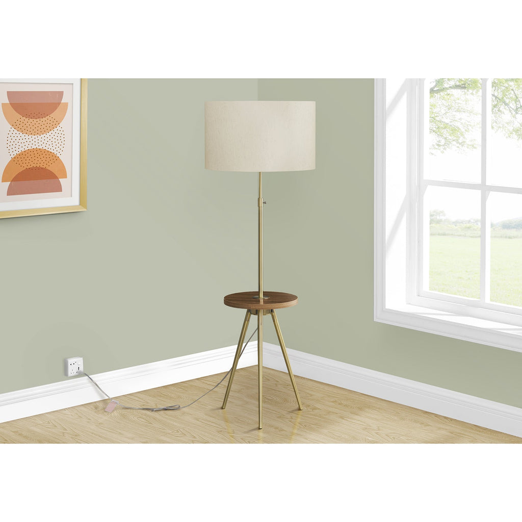 Monarch Specialties I 9746 - Lighting, Floor Lamp, 63"H, Gold Metal, Ivory / Cream Shade, Contemporary - - Mounts For Less