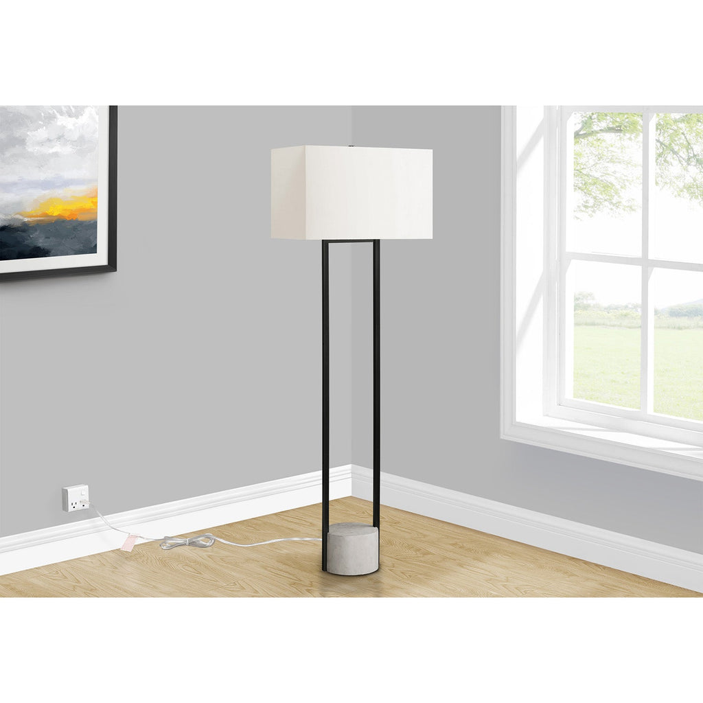 Monarch Specialties I 9752 - Lighting, 62"H, Floor Lamp, Black Metal, Ivory / Cream Shade, Contemporary - - Mounts For Less