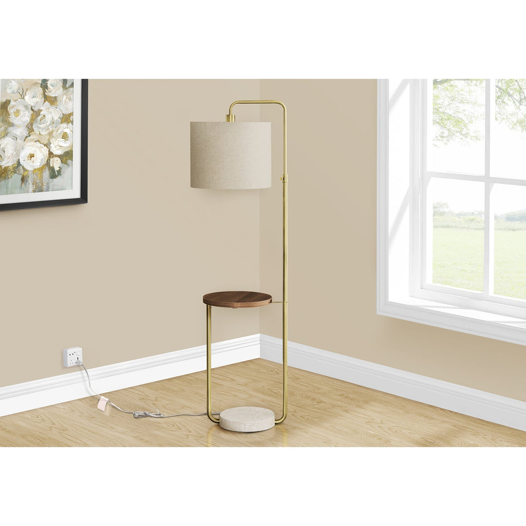 Monarch Specialties I 9754 - Lighting, 67"H, Floor Lamp, Usb Port Included, Brass Metal, Beige Shade, Contemporary - - Mounts For Less