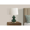 Monarch Specialties I 9768 - Lighting, 24"H, Green Glass, Ivory / Cream Shade, Contemporary - - Mounts For Less