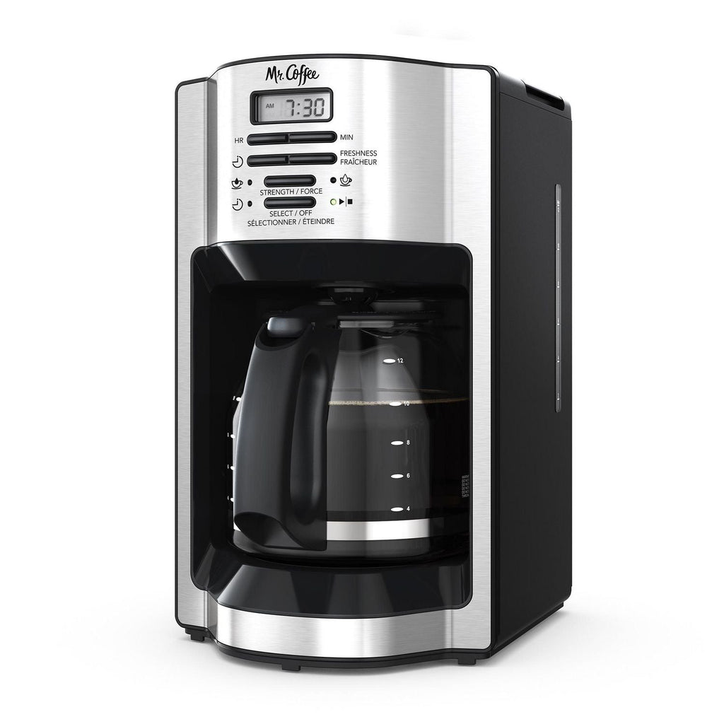 Mr. Coffee - 12 Cup Programmable Coffeemaker, Rapid Brewing, Stainless Steel - - Mounts For Less