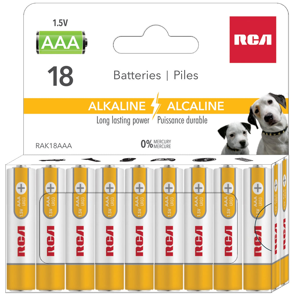 RCA - 18 Pack AAA Alkaline Batteries, Long Lasting Power, Mercury Free - - Mounts For Less