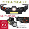 RCA - Swivel Headlamp with Headband, Detachable, Rechargeable, 350 Lumens - - Mounts For Less