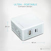 Rockstone - Wall Charger PD45 with USB-A 2.4A and USB-C 45W, White - - Mounts For Less