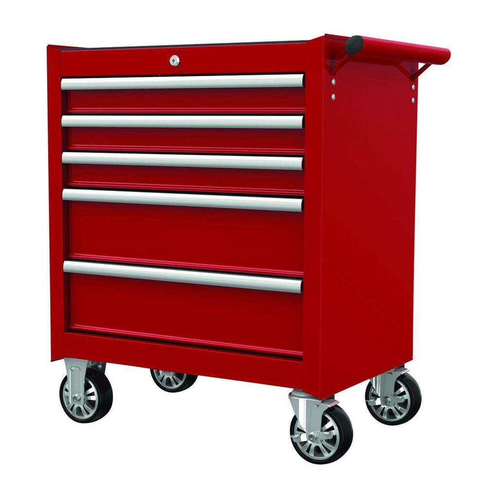 Rodac - 27" Rolling Cabinet with 5 Drawers, Lockable, Red - - Mounts For Less