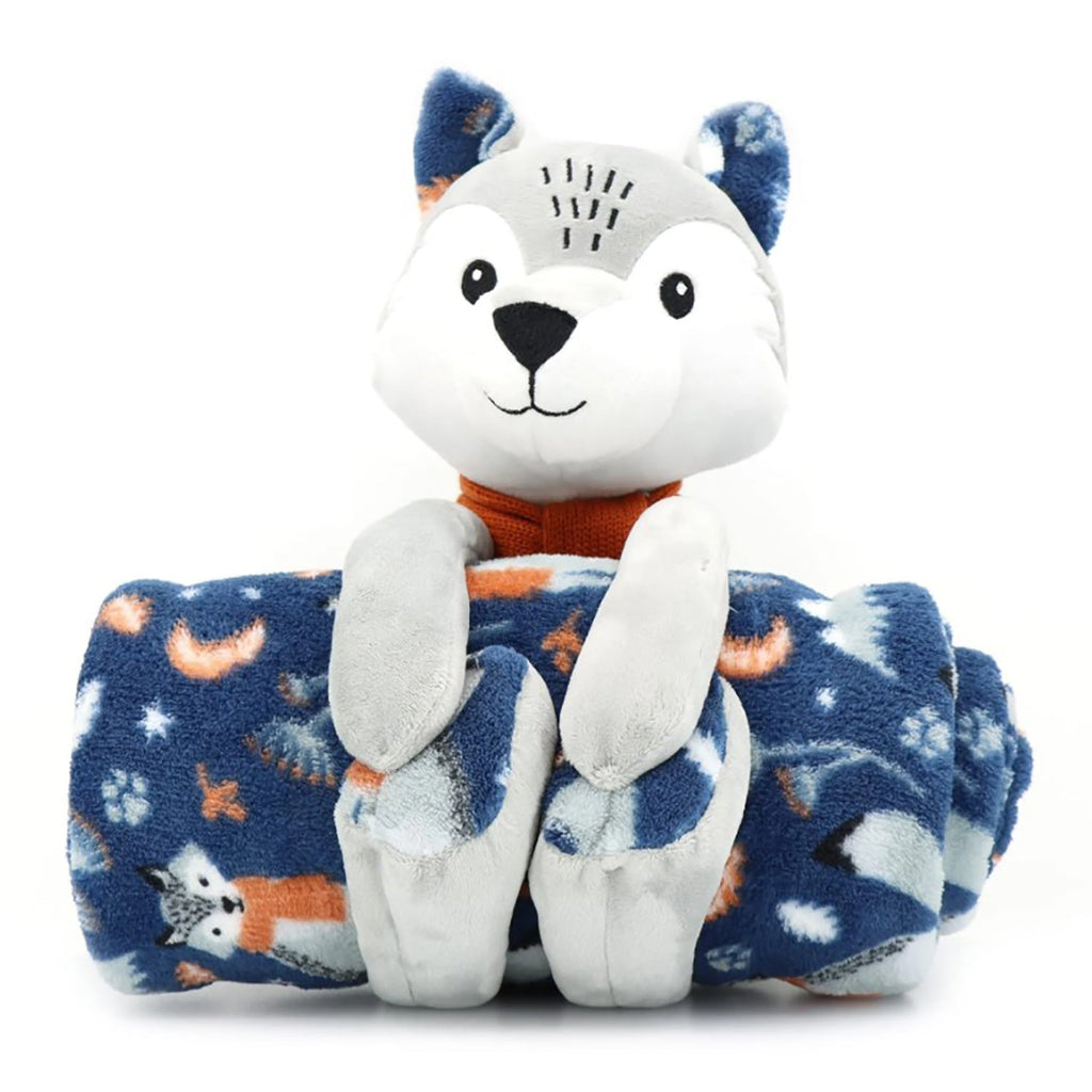 S&Co - Wolf Throw and Plush Set for Kids, 48" x 60", 100% Ultra Soft Polyester - - Mounts For Less