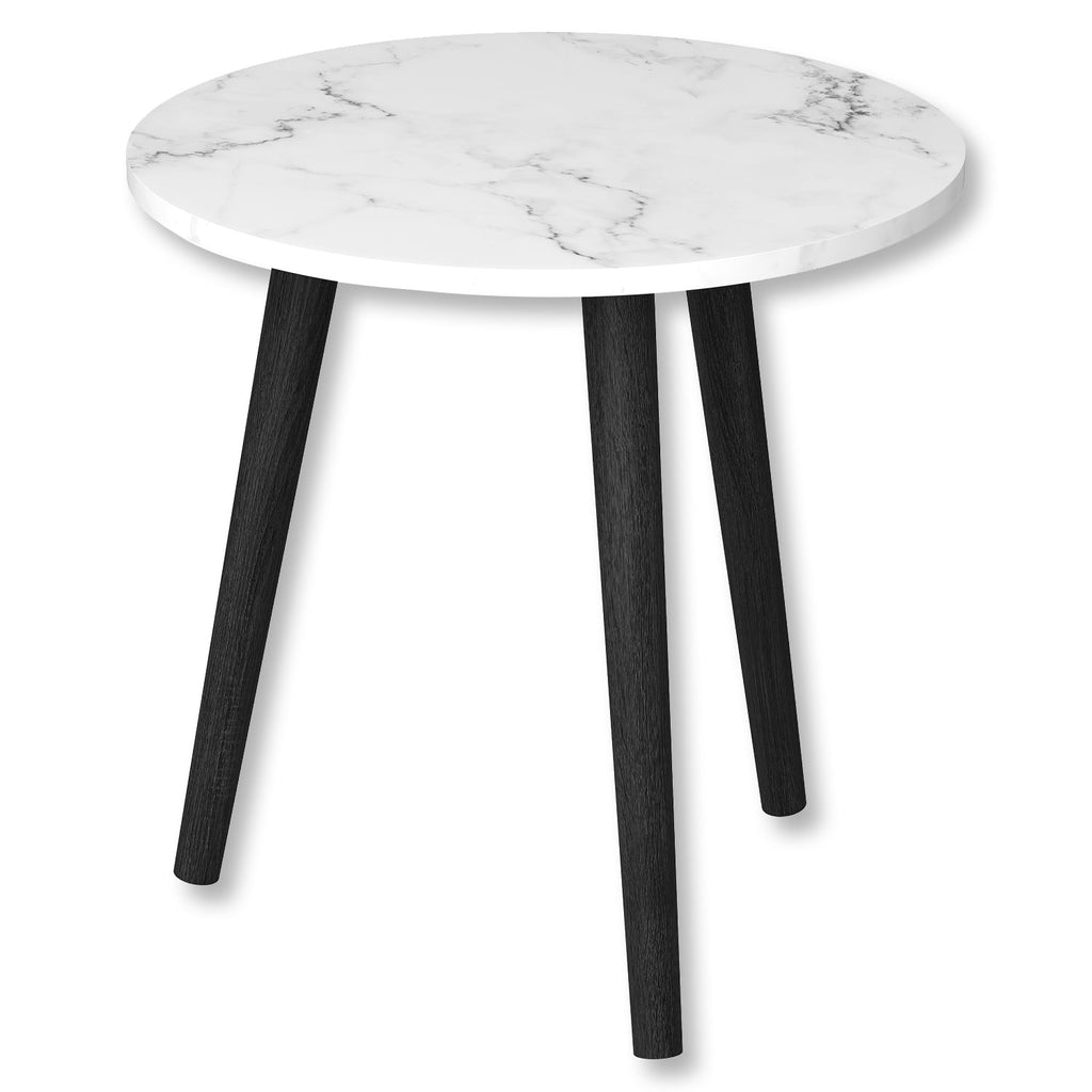 Safdie & Co Accent Table Round - 18" Diameter Marble with Black Wood Base for Living Room - - Mounts For Less