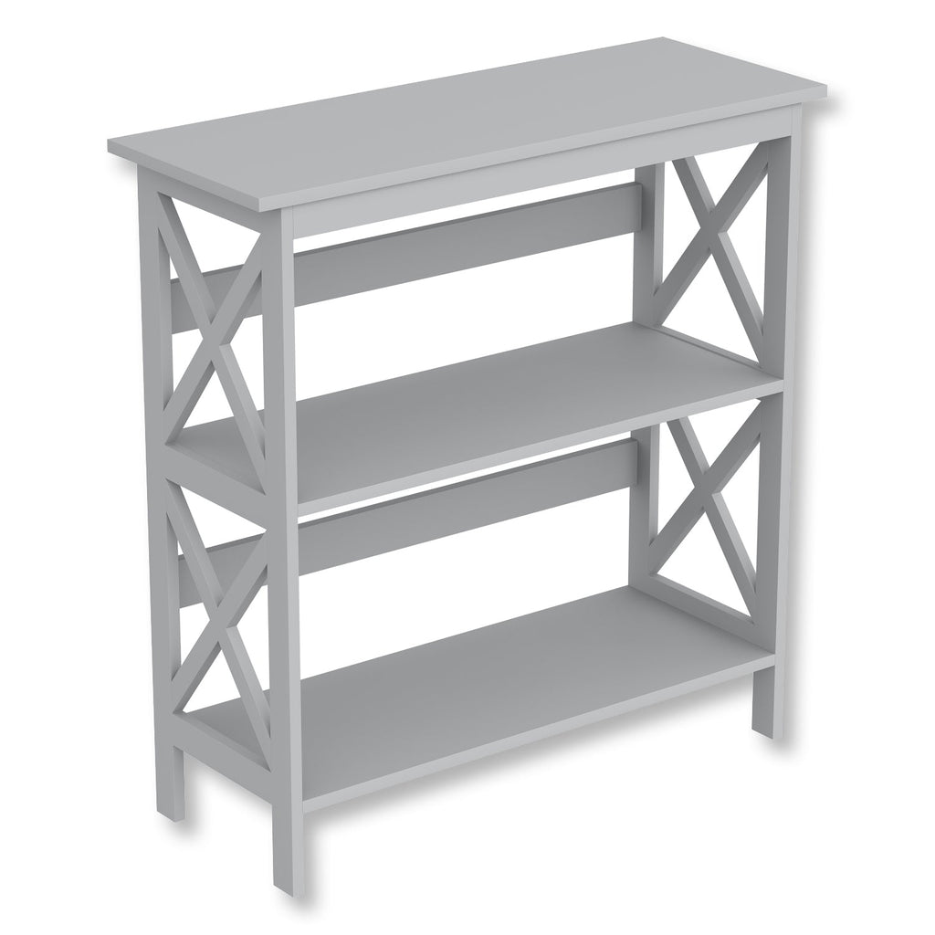 Safdie & Co Bookshelf 32.5" High Light Grey with 3 Shelves for Living Room - - Mounts For Less