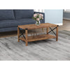 Safdie & Co Coffee Table - 39" Long Brown Reclaimed Wood Look with X Metal Sides for Living Room - - Mounts For Less