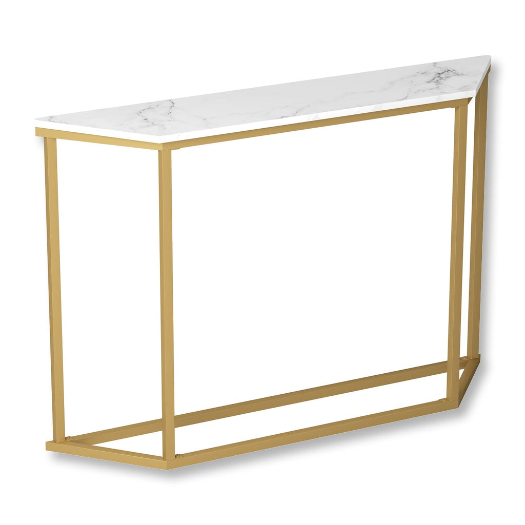 Safdie & Co Entryway Table Console Table Sofa Couch Table Accent Table - 44" Long Marble Look with Gold Metal for Living Room - - Mounts For Less