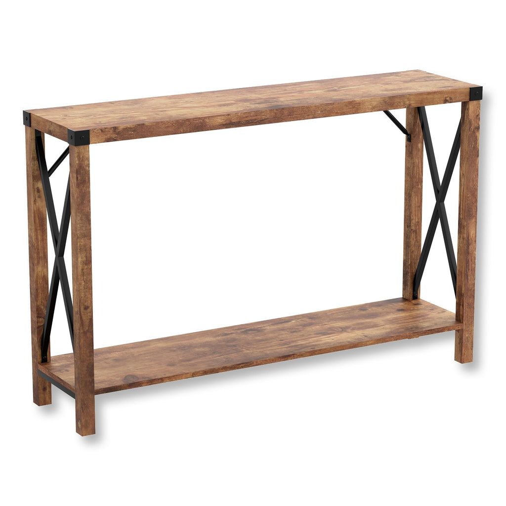 Safdie & Co Entryway Table Console Table Sofa Couch Table Accent Table - 46" Long Brown Reclaimed Wood with 1 Shelf and Metal Sides for Living Room - - Mounts For Less