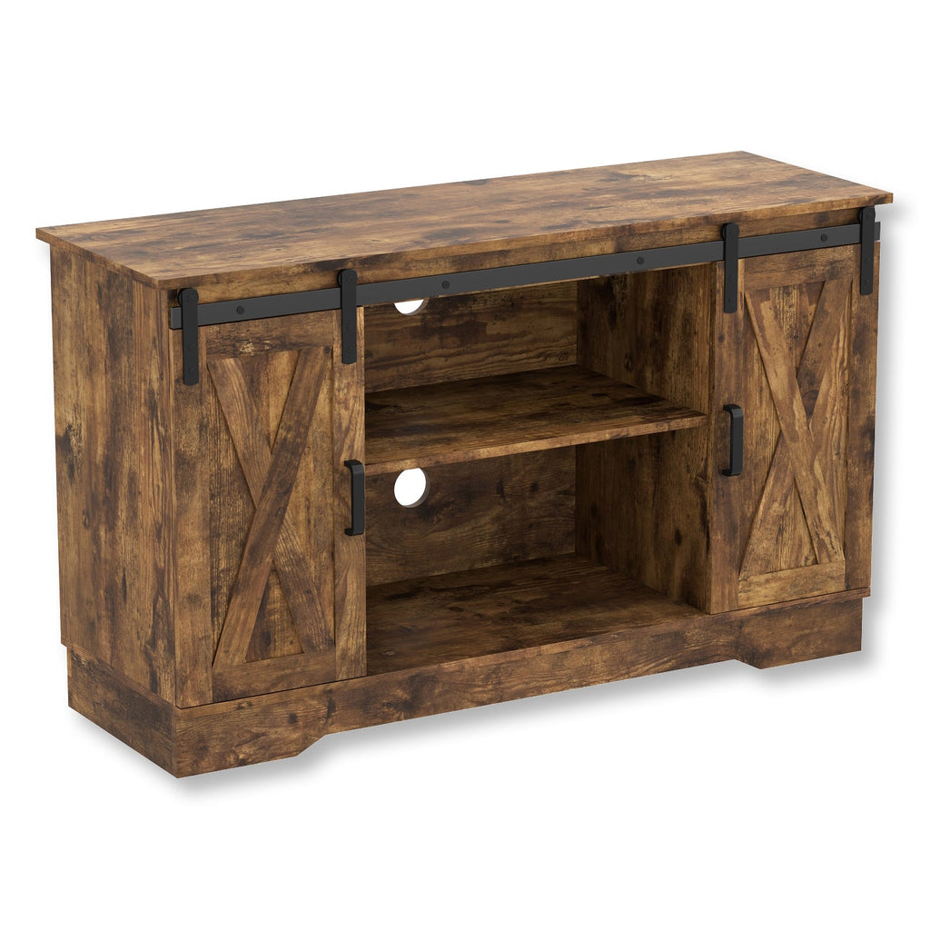 Safdie & Co TV Stand - 48" Long Brown Reclaimed Wood with 2 Sliding Doors and 3 Shelves for Living Room - - Mounts For Less