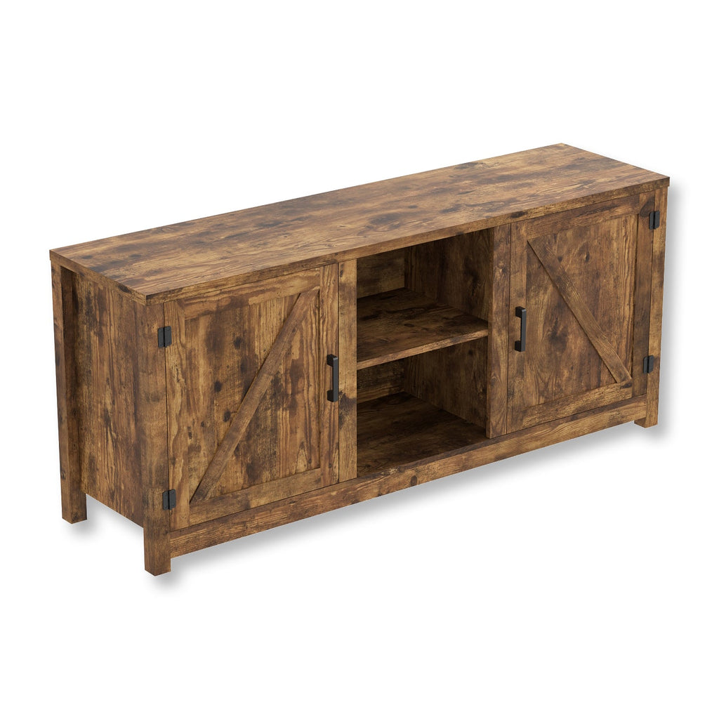 Safdie & Co TV Stand - 58" Long Brown Reclaimed Wood with 2 Closed Doors and 2 Shelves for Living Room - - Mounts For Less