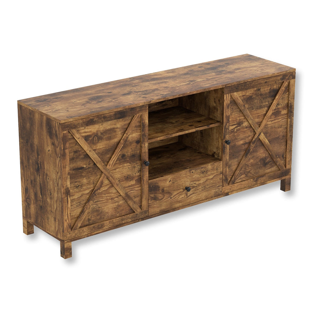 Safdie & Co TV Stand - 58" Long Brown Reclaimed Wood with 4 Shelves and 1 Drawer for Living Room - - Mounts For Less