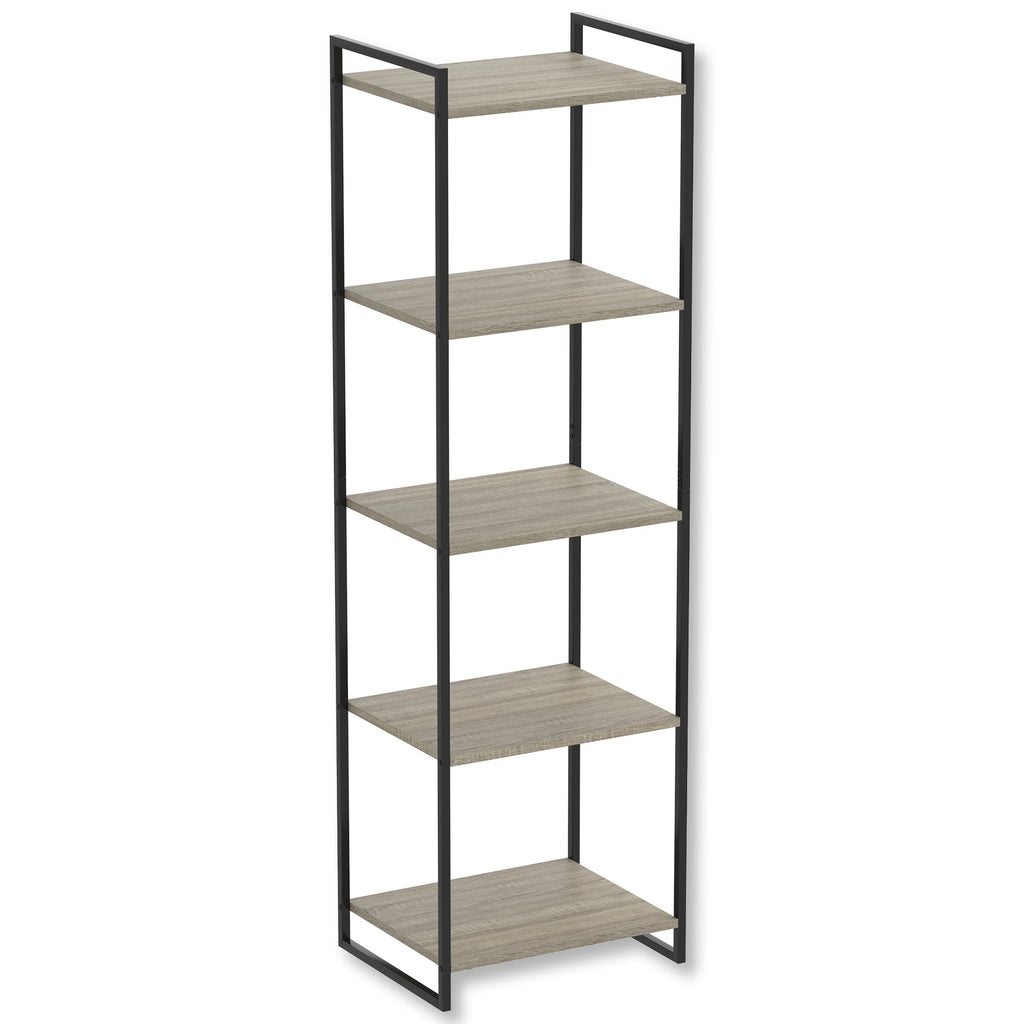 Safdie & Co Wall Shelf 59" High 5 Tier Dark Taupe and Black Metal - - Mounts For Less