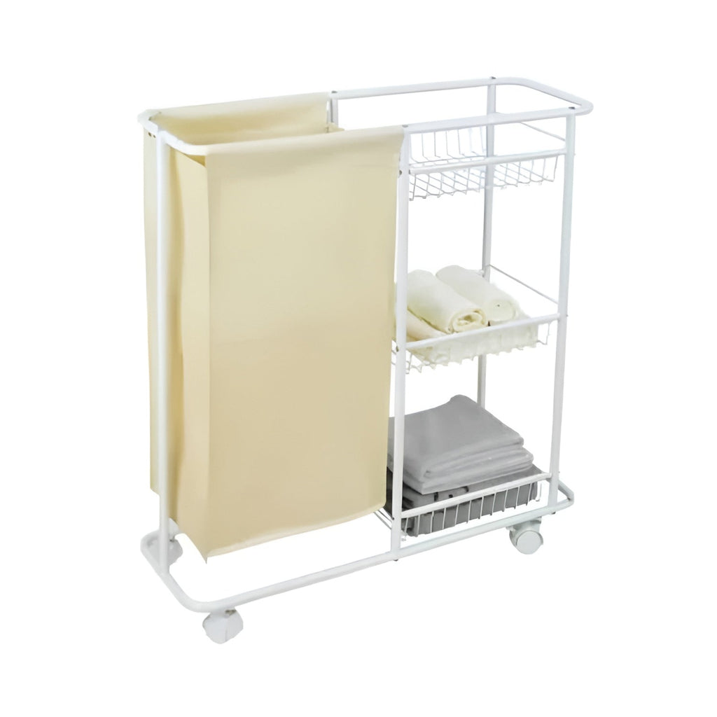 StarNight - Bathroom Cart with Storage and Hamper, White - - Mounts For Less