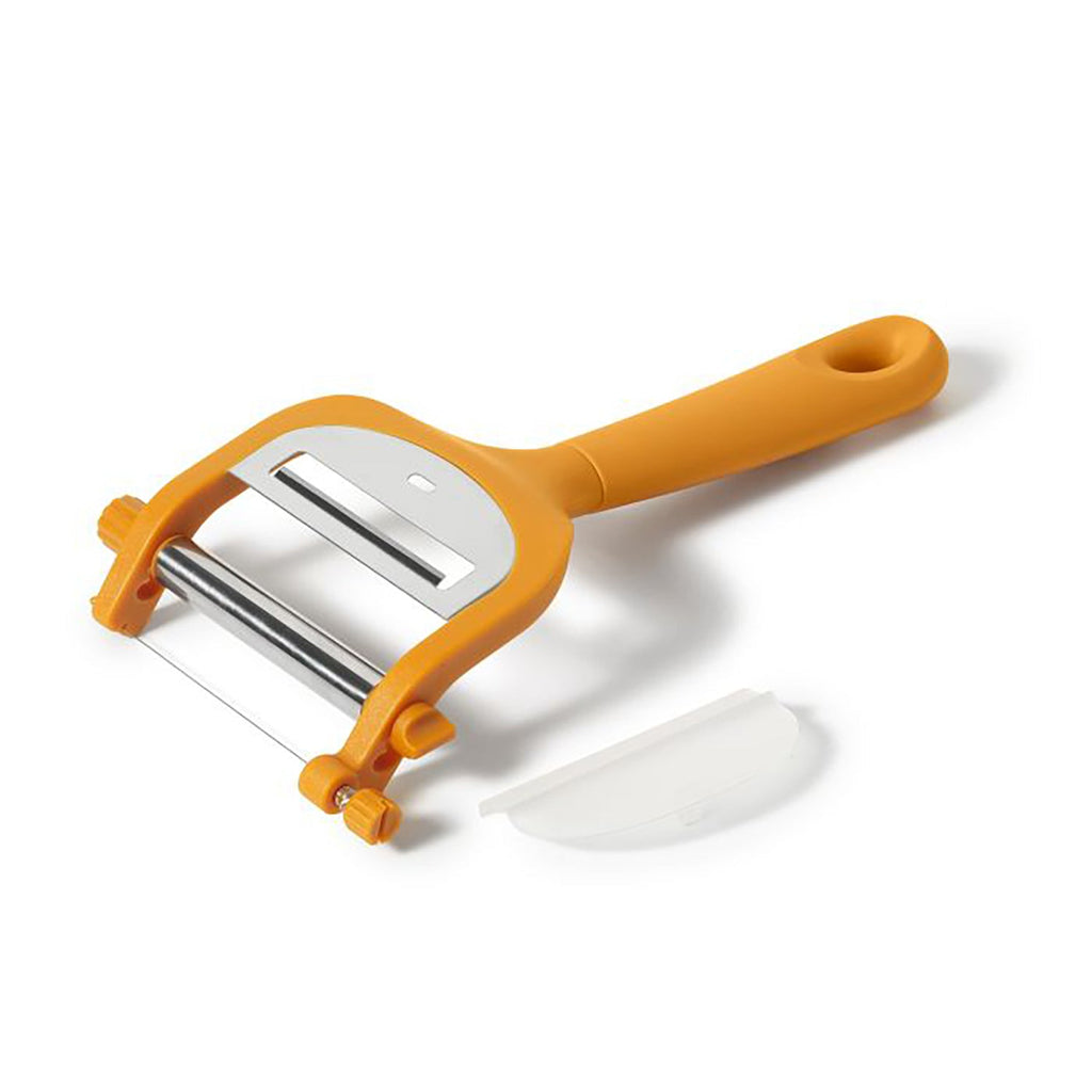 Starfrit - 2 in 1 Adjustable Cheese Slicer, Stainless Steel Plate, Dishwasher Safe, Orange - - Mounts For Less