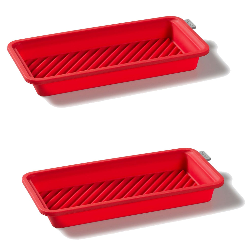 Starfrit - Set of 2 Soft Silicone Baking Dishes, Dishwasher Safe, Red - - Mounts For Less