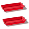 Starfrit - Set of 2 Soft Silicone Baking Dishes, Dishwasher Safe, Red - - Mounts For Less