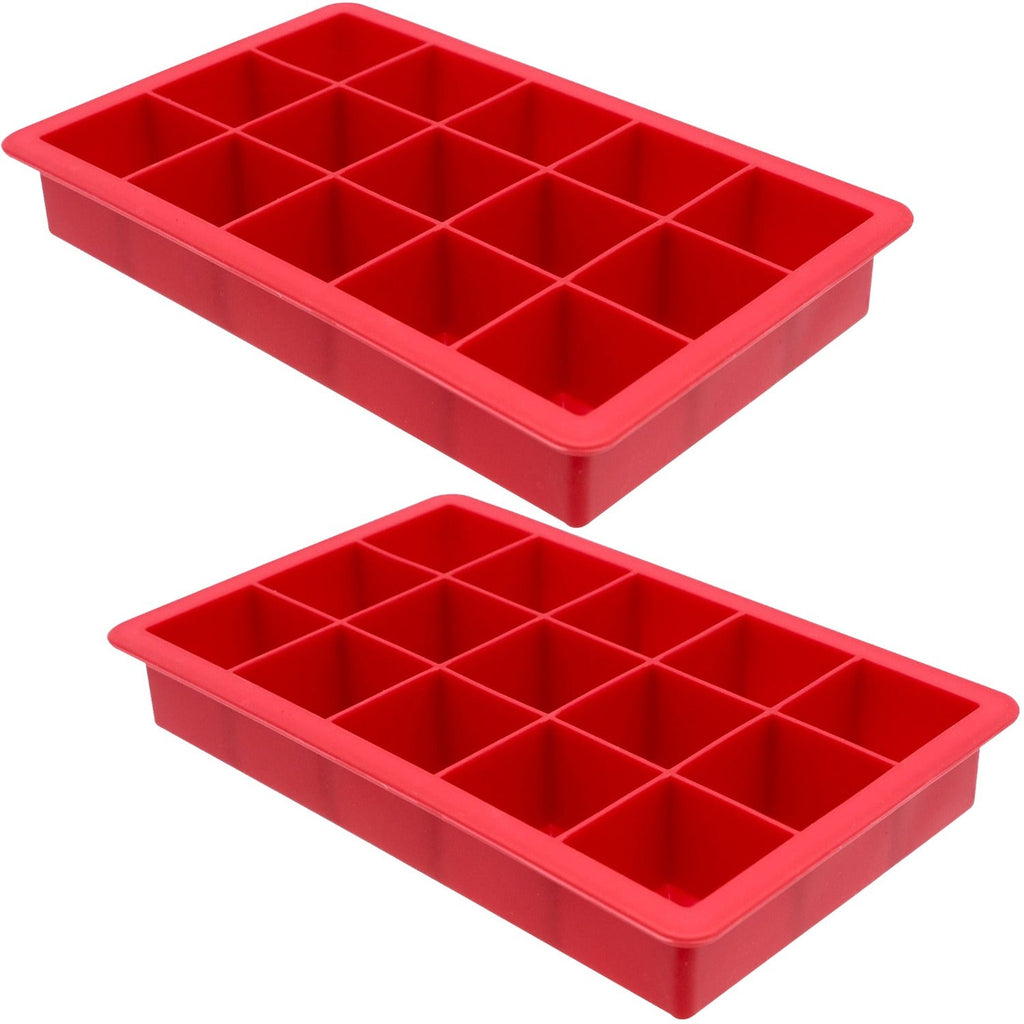 Starfrit - Set of 2 Soft Silicone Ice Cube Molds, 15 Cube Capacity, Red - - Mounts For Less