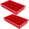 Starfrit - Set of 2 Soft Silicone Ice Cube Molds, 15 Cube Capacity, Red - - Mounts For Less