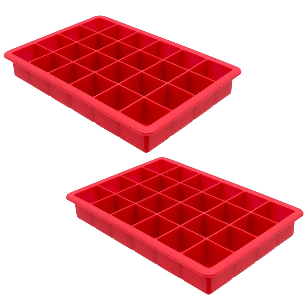 Starfrit - Set of 2 Soft Silicone Ice Cube Molds, 24 Cube Capacity, Red - - Mounts For Less