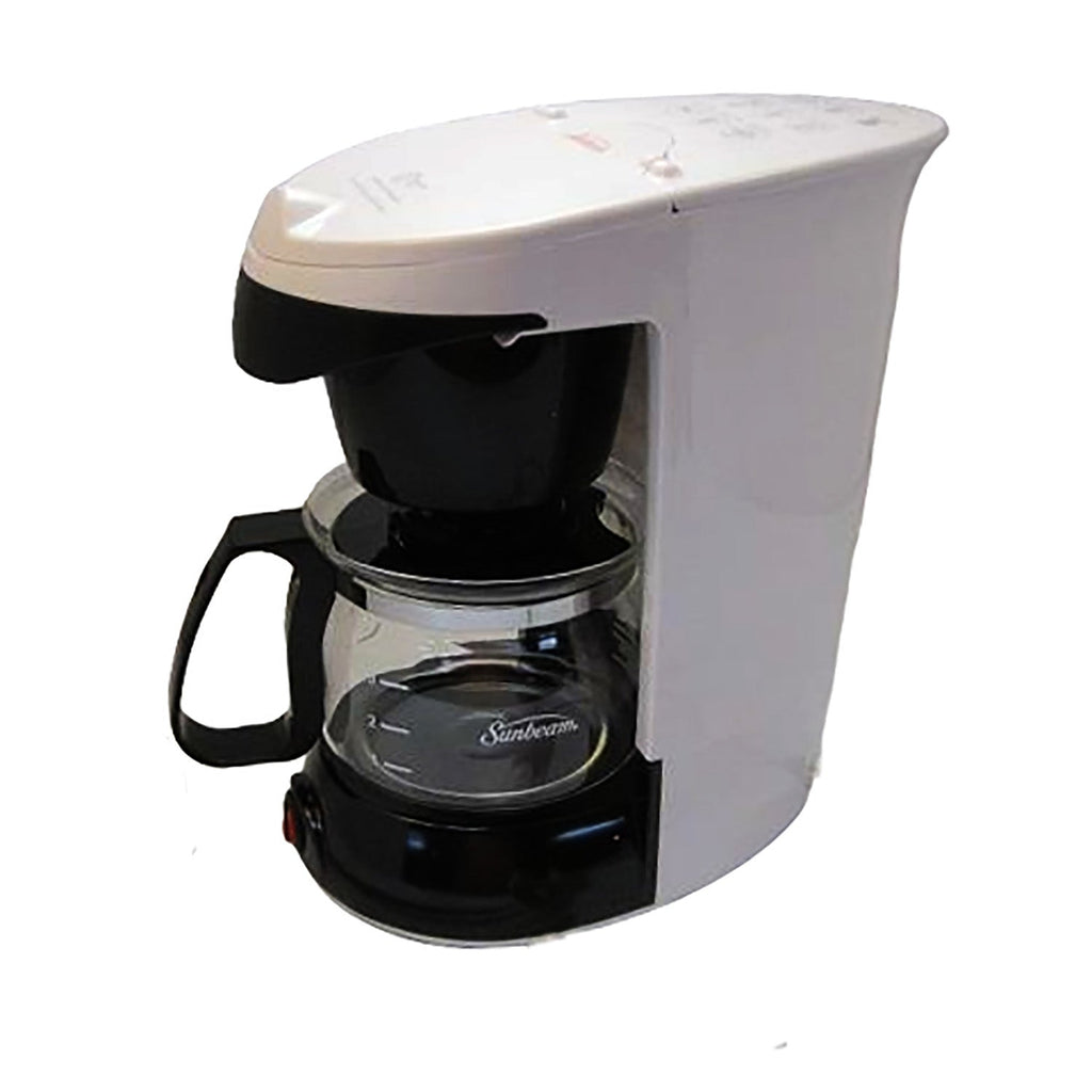 Sunbeam - Coffee Maker with Glass Carafe, 4 Cup Capacity, 700 Watts, White - - Mounts For Less