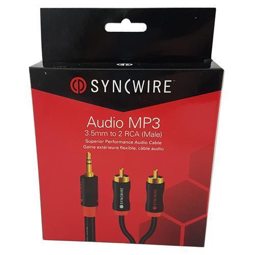 Syncwire Audio Premium Cable 3.5Mm Jack To 2 RCA Stereo Black 1 Meter (3.25ft) - - Mounts For Less