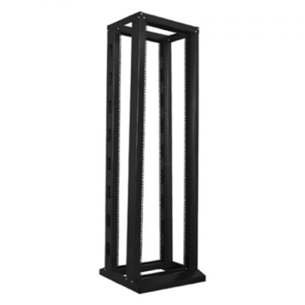 TechCraft - 4-Post Fixed Depth Rack System, 42U, 6.5' Tall, Steel Fabricated, Black - - Mounts For Less
