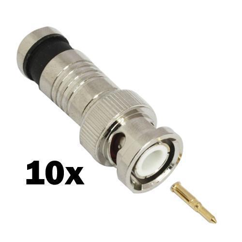 TechCraft BNC Type Compression Connectors For RG6 Coaxial Cables Black 10Pk - - Mounts For Less