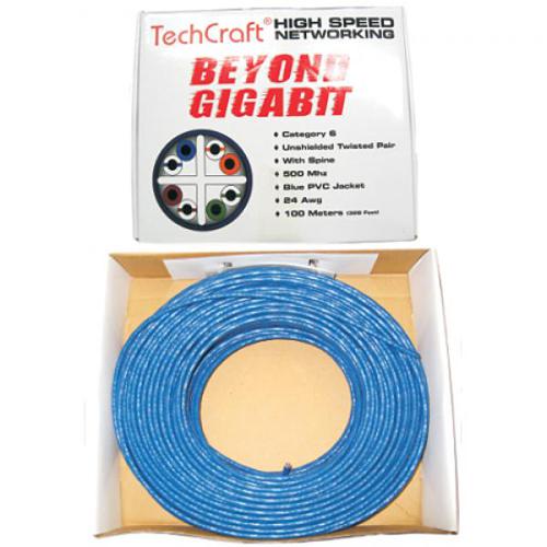 TechCraft Network cable Cat6 UTP FT4/CM cUL Solid Blue 330' - - Mounts For Less