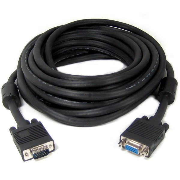 TechCraft VGA to VGA Extention Cable 25 ft Black M/F with Ferrites - High Quality - - Mounts For Less