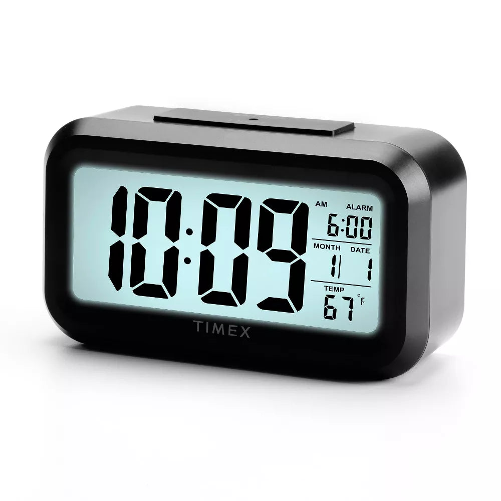 Timex Portable Alarm Clock with Large Display, Battery Operated Digital Clock, Black - T108B - - Mounts For Less