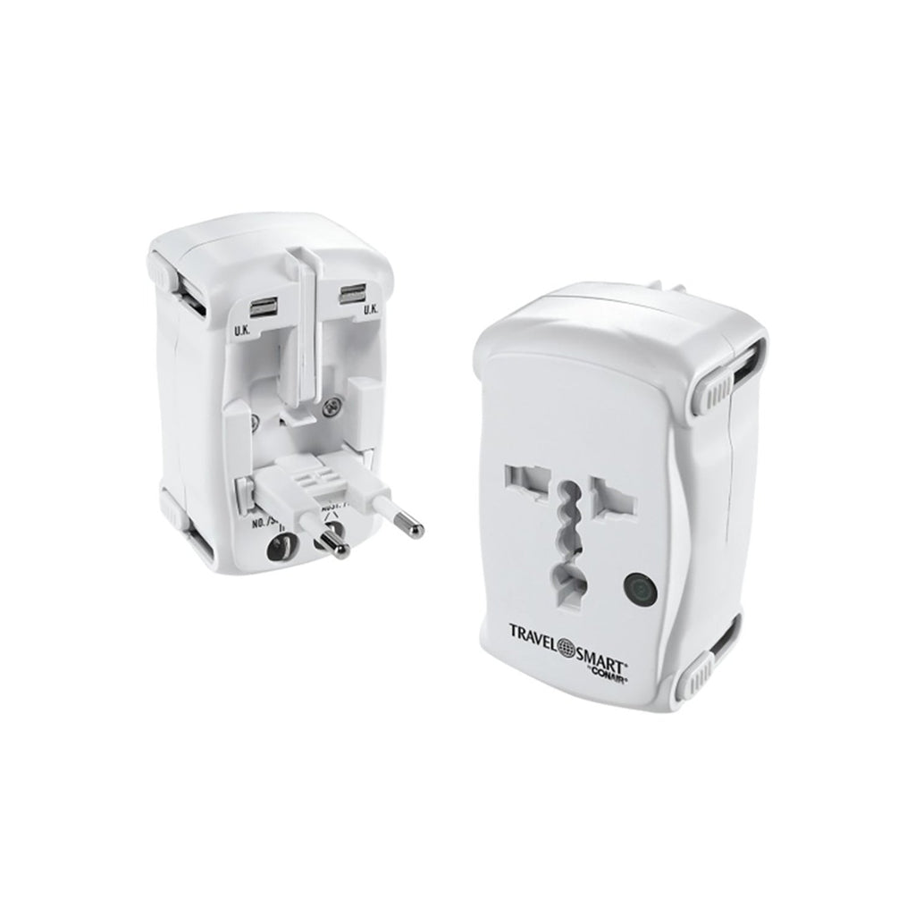 Travel Smart - All-in-One Travel Adapter with Integrated Surge Protector - - Mounts For Less