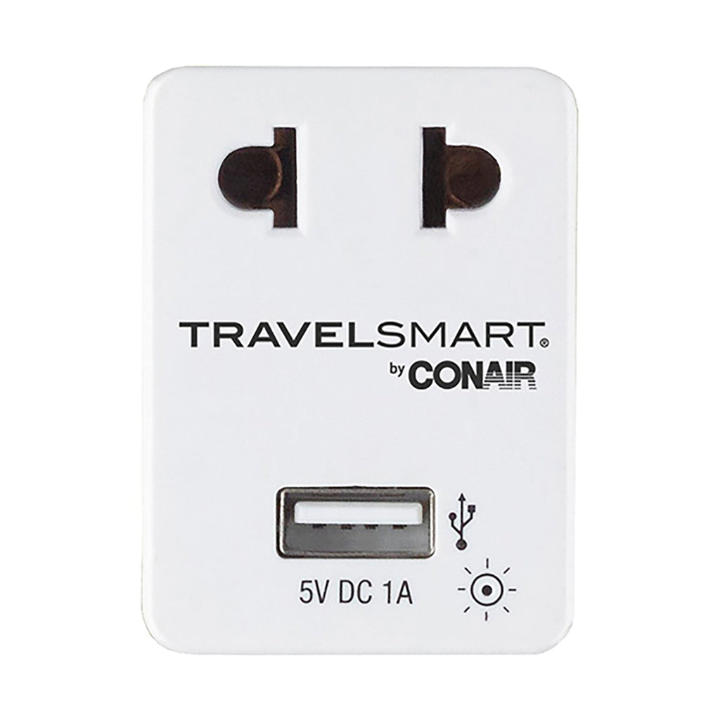 Travel Smart - Travel Adapter with USB Port, White - - Mounts For Less