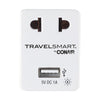 Travel Smart - Travel Adapter with USB Port, White - - Mounts For Less
