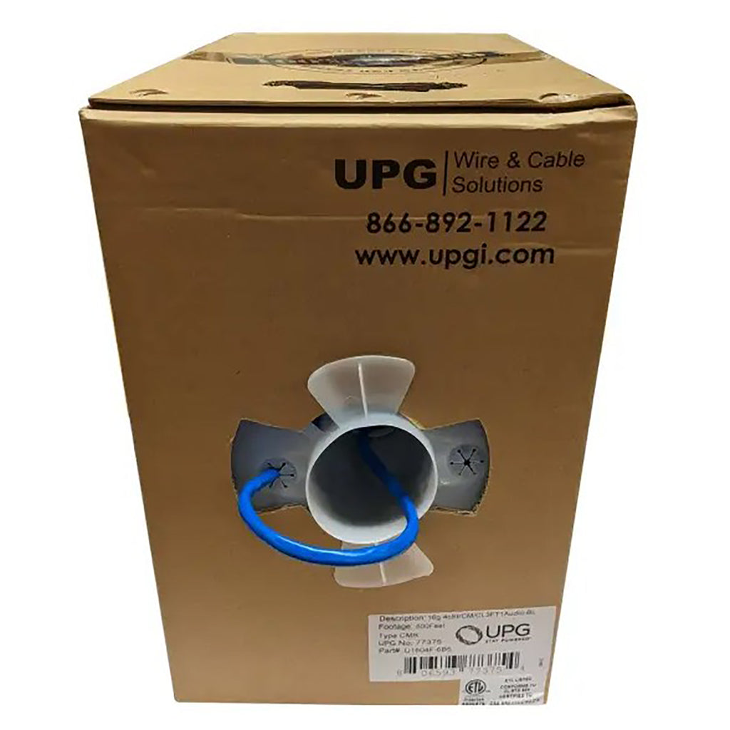 UPG - 4 Conductor Speaker Cable, 16AWG, CMR Fire Rated, 500 Feet, Blue - - Mounts For Less
