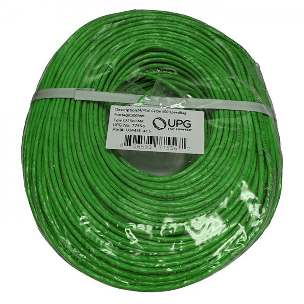 UPG - Solid UTP Cat5e Network Cable, 350MHz, 500 Feet Length, FT4/CMR, Green - - Mounts For Less