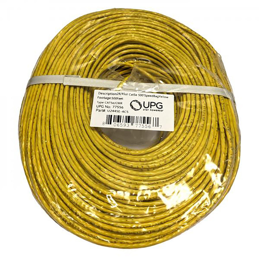 UPG - Solid UTP Cat5e Network Cable, 350MHz, 500 Feet Length, FT4/CMR, Yellow - - Mounts For Less