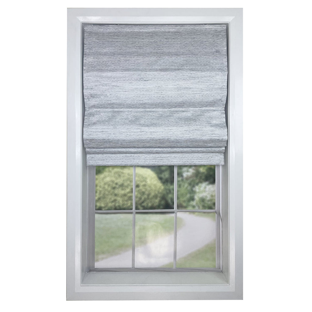 Versaille - Cordless Roman Shade, Caesar Collection, Room Darkening Fabric, Light Grey (Available in 7 Sizes) - - Mounts For Less