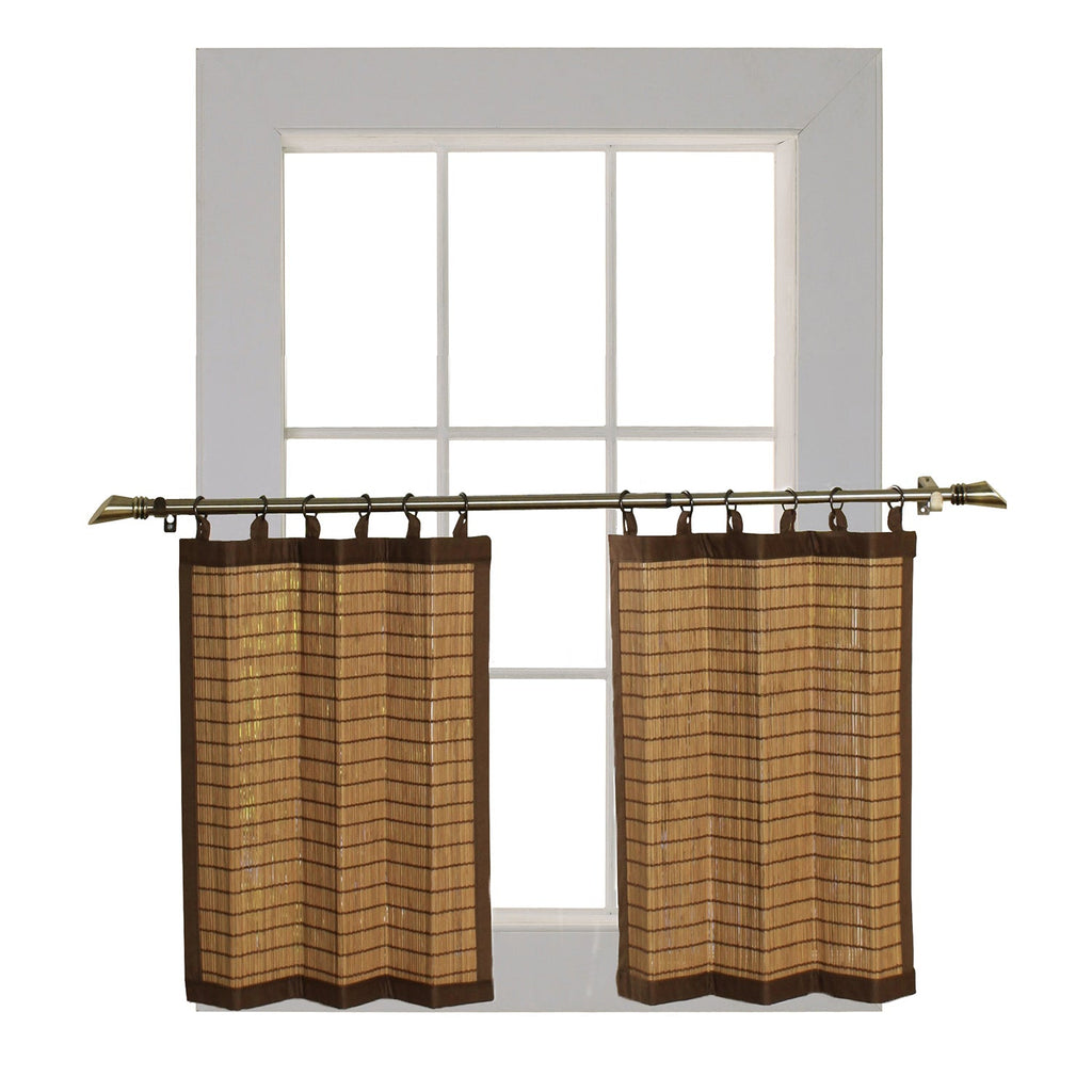 Versailles - 2 Ring Top Bamboo Curtain Panels, Brass Grommets, 48" x 24", Brown - - Mounts For Less
