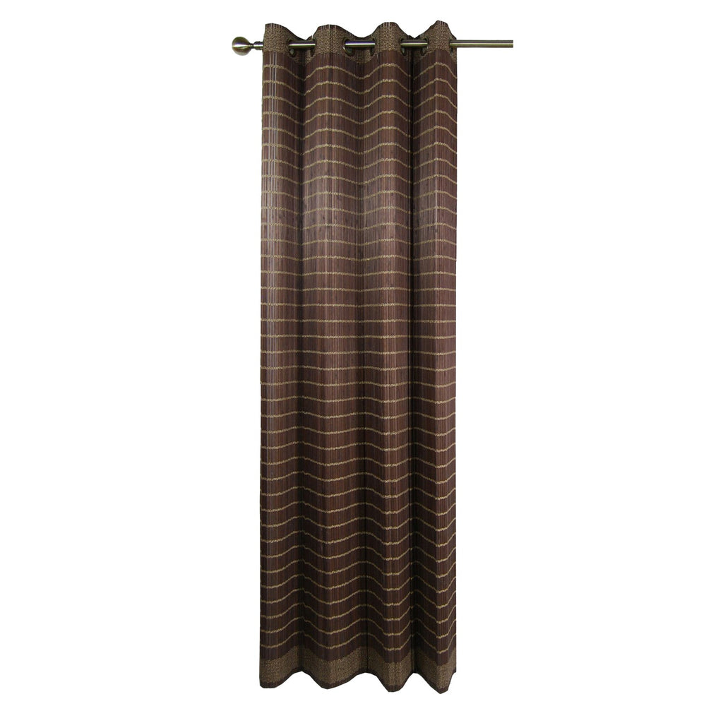 Versailles - Bamboo Grommet Top Curtain Panel, Brass Grommets, 48" x 84", Walnut - - Mounts For Less