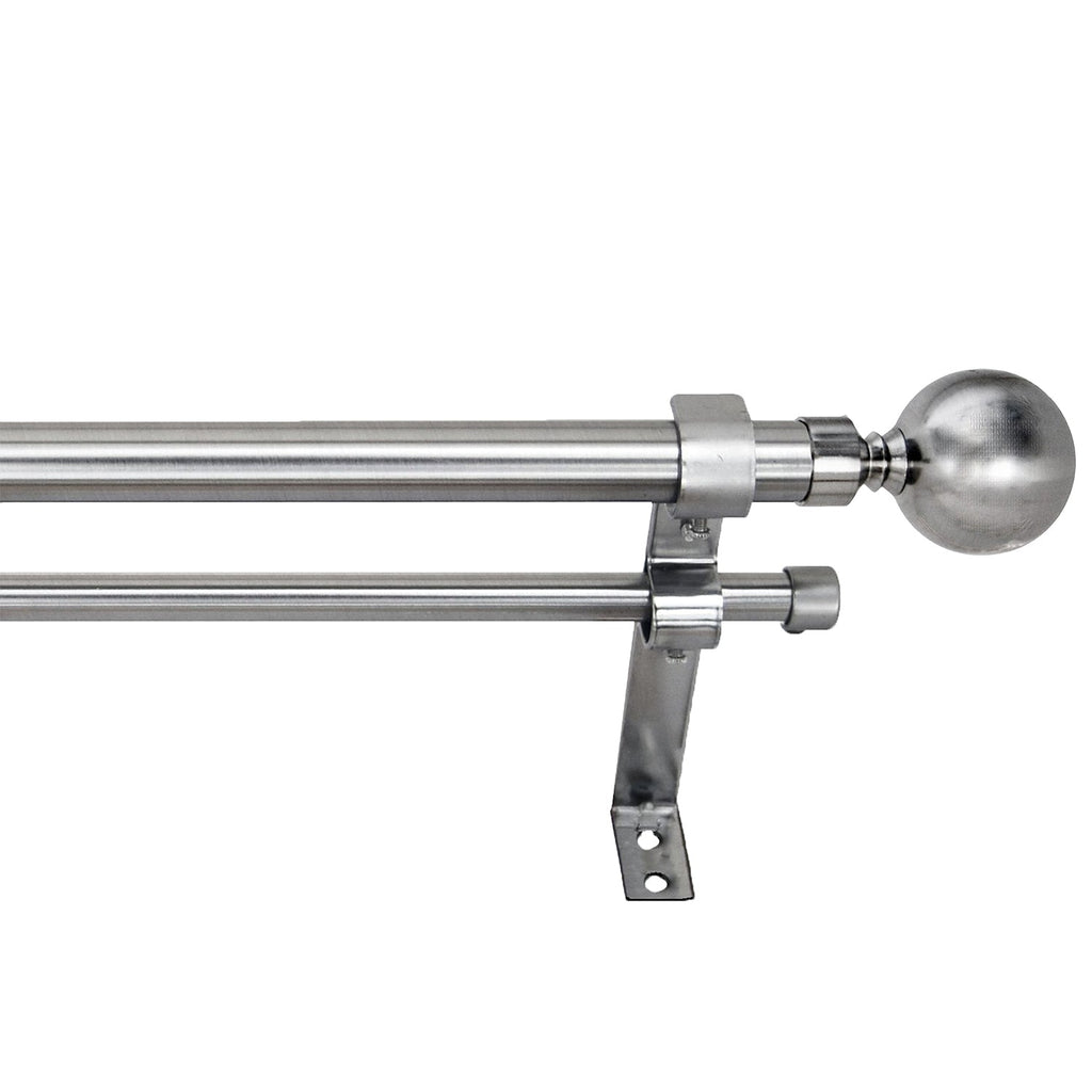 Versailles - Imperial Ball Double Curtain Rod Set, Adjustable Length, Silver (Available in 2 Sizes) - - Mounts For Less