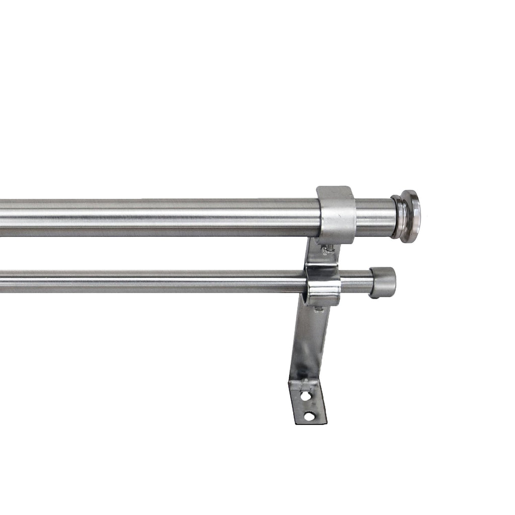 Versailles - Imperial Corona Double Curtain Rod Set, Adjustable Length, Silver (Available in 2 Sizes) - - Mounts For Less